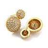 Brass Micro Pave Clear Cubic Zirconia Half Round Dangle Stud Earrings EJEW-Q785-14G-2