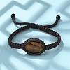 Adjustable Oval Natural Tiger Eye Braided Bead Bracelets BJEW-H626-02-10-2