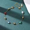 Natural Agate & Dyed Jade Round Beaded Link Bracelets BJEW-G774-02G-3