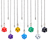 7Pcs 7 Colors Dice Acrylic Charms Ceiling Fan Pull Chain Extenders HJEW-DC00015-1