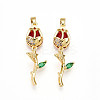 Brass Micro Pave Cubic Zirconia Pendants KK-N254-221G-03-1