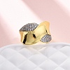 Brass Micro Pave Cubic Zirconia Adjustable Cuff Rings for Women RJEW-U053-08G-2