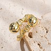 Rack Plating Brass Micro Pave Clear Cubic Zirconia Open Cuff Finger Rings for Women RJEW-M028-99G-1