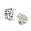 Rhodium Plated Flower 925 Sterling Silver Stud Earring Findings STER-Q192-17P-2