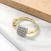 Teardrop & Square Brass Micro Pave Clear Cubic Zirconia Cuff Rings for Women RJEW-U041-24G-3