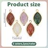 10Pcs 5 Styles Gemstone Faceted Horse Eye Pendants G-HY0001-82-2