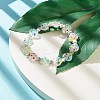 Handmade Millefiori Lampwork & Alloy Heart Beaded Stretch Bracelet BJEW-JB08042-04-2