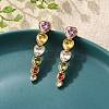 304 Stainless Steel Colorful Cubic Zirconia Tassel Stud Earrings EJEW-Z094-01G-G-1
