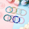8Pcs 8 Colors Spray Painted Crackle Glass Beads Stretch Bracelets for Men Women BJEW-MZ00204-1