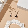 Synthetic Black Stone & Glass Round Beaded Dangle Earrings EJEW-JE05163-2