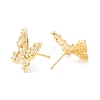 Clear Cubic Zirconia Butterfly Stud Earrings for Women EJEW-K090-03G-2