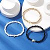 3Pcs 3 Styles CCB Plastic Beads & Opaque Acrylic Beads & ABS Plastic Imitation Pearl Round Beads Stretch Bracelet Set BJEW-JB11605-1