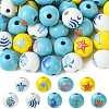 45Pcs 9 Styles Natural Wood European Beads WOOD-FS0001-27-1