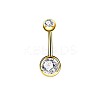 304 Stainless Steel Clear Cubic Zirconia 15 Gauge Round Belly Button Rings WGFD174-02-1