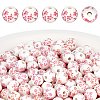 200Pcs Floral Printed Porcelain Beads PORC-ME0001-09-1
