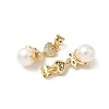 Brass Micro Pave Cubic Zirconia and ABS Imitation Pearl Pendants KK-Q068-14G-2