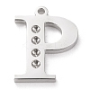Tarnish Resistant 304 Stainless Steel Letter Pendant Rhinestone Settings LS-STAS-J028-01P-1
