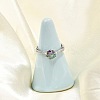 Rhodium Plated 925 Sterling Silver Moissanite Adjustable Rings for Women RJEW-U038-09P-1