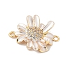 Flower Brass Micro Pave Clear Cubic Zirconia Connector Charms KK-M326-06-G02-2