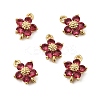 Brass Pave Cubic Zirconia Flower Links Connector Charms KK-H089-34G-05-2