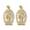 Brass Pave Shell Pendants KK-I708-16I-G-1