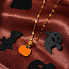 304 Stainless Steel Enamel Halloween Pumpkin Pendant Dapped Chain Necklaces DR6238-2
