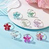 8Pcs 8 Colors Eco-Friendly Copper Wire Wrapped Transparent Glass Finger Rings RJEW-JR00982-1