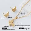 304 Stainless Steel Pendant Necklace & Stud Earrings Set for Women AW2289-6-1