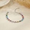 304 Stainless Steel Pave Colorful Cubic Zirconia Tennis Bracelets for Women BJEW-T023-02A-P-1
