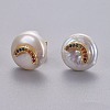 Natural Pearl Stud Earrings EJEW-L231-03G-1