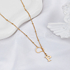 1Pc Letter & Heart Stainless Steel Lariat Necklaces for Women NJEW-LP0002-87G-P-3