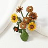 Sunflower Alloy Acrylic Brooches for Backpack Clothes JEWB-M069-03-1