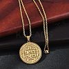 201 Stainless Steel Religion Flat Round Pendant Box Chain Necklaces for Women Men NJEW-R013-08G-3