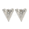 Heart Texture Brass Stud Earrings for Women EJEW-E312-02P-1