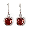 925 Sterling Silver Pave Cubic Zirconia Flat Round Hoop Earrings EJEW-C150-01C-01-4