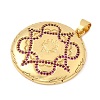 Brass Micro Pave Deep Pink Cubic Zirconia Pendants KK-I360-057G-2