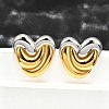 304 Stainless Steel Two-tone Stud Earrings for Women EJEW-R023-01GP-01-1