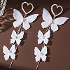 Heart with Butterfly Alloy Cloth Dangle Stud Earrings FS-WG4EAFC-01-2