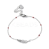 304 Stainless Steel Feather Link Bracelets for Women BJEW-A036-17P-2