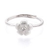 925 Sterling Silver Micro Pave Clear Cubic Zirconia Adjustable Finger Rings for Women STER-N016-142S-2