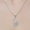 Non-Tarnish 201 Stainless Steel Hollow Teardrop Pendant Necklace NJEW-OY002-25-1