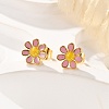 304 Stainless Steel Enamel Stud Earrings EJEW-B009-18G-2