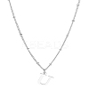 1Pc Brass Chain & 304 Stainless Steel Letter Pendant Necklaces NJEW-LP0001-35U-P-1
