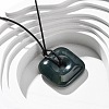 Natural Indian Agate Square Pendants Black PU Leather Cord Necklaces NJEW-K285-01E-1
