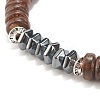 Coconut & Synthetic Hematite Stretch Bracelet BJEW-JB07990-4