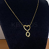 304 Stainless Steel Heart with Initial Pendant Necklaces for Women FS-WG4DC9E-15-1