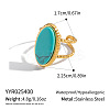 304 Stainless Steel with Synthetic Turquoise Cuff Open Rings ZU0108-6