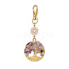Natural Amethyst Chips Beads & Alloy Tree of Life Pendant Decorations HJEW-JM03129-01-2