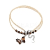 Natural Tiger Eye Faceted Butterfly  Pendant Necklaces NJEW-G143-01D-2
