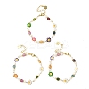 Brass Enamel Flower Link Chain Bracelets for Women BJEW-JB14164-3